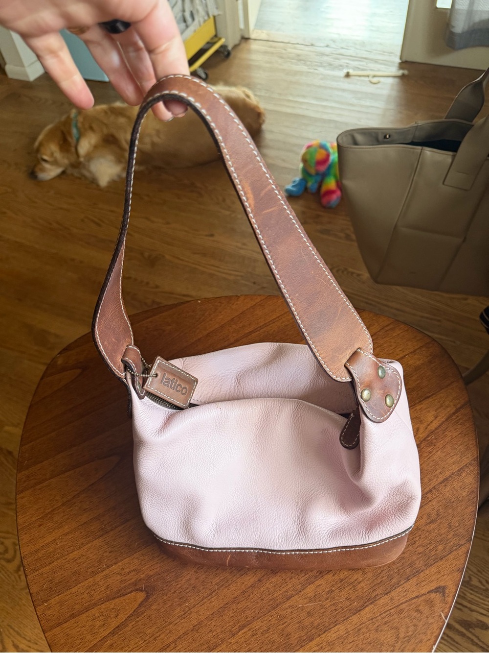 Latico Pink and Brown Leather Shoulder Bag